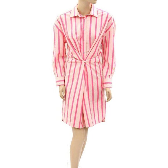 Kerri Rosenthal Lilli Shirt Mini Dress Cotton Poplin Striped L - Picture 6 of 9